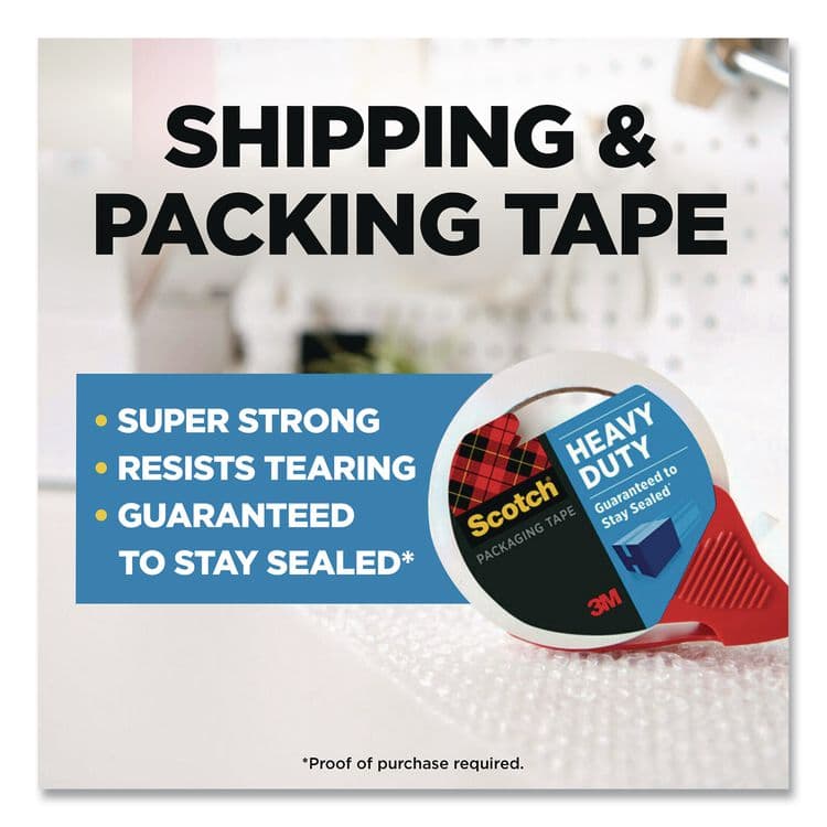 3M/COMMERCIAL TAPE DIV. Heavy-Duty Packaging Tape with 2 Dispensers, 3"Core, 1.88" x 54.6 yds, Clear, 4 Rolls/Pack (MMM385042RD) thumbnail 2