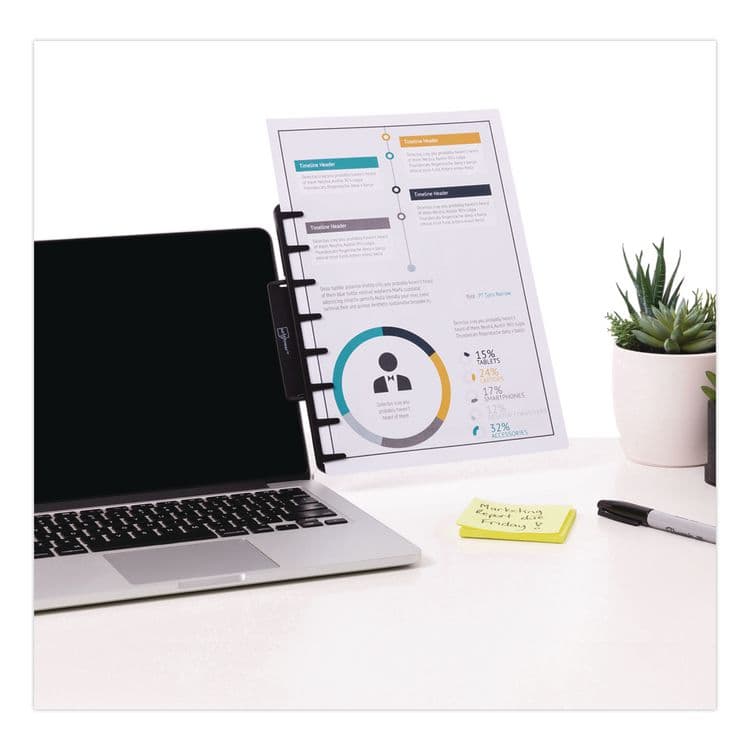 NOTETOWER Monitor Document and Note Holder, Hold Up to 4 Legal Size Sheets, Plastic, Black (NWRNTR2001) thumbnail 4