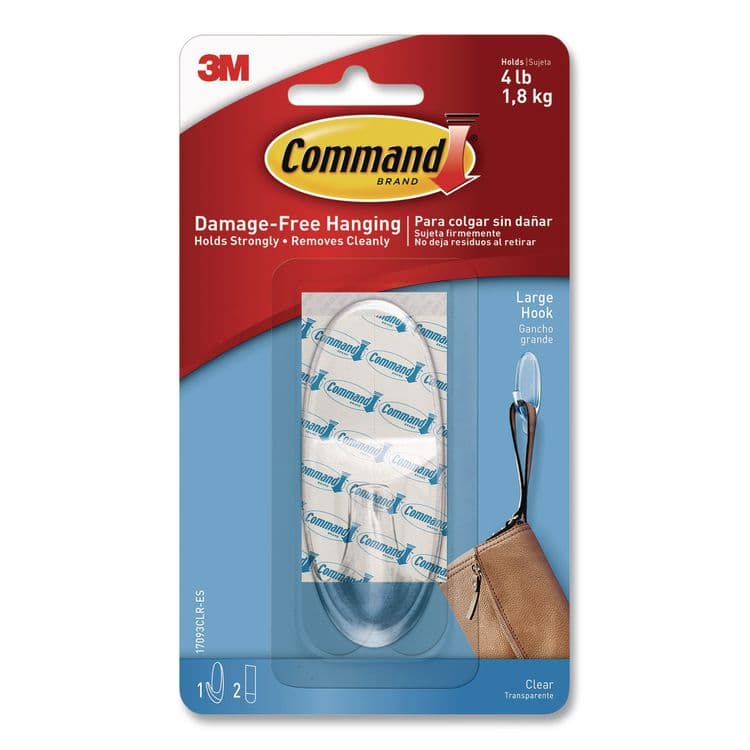 3M/COMMERCIAL TAPE DIV. Large Clear Hooks, Plastic, Supports 4 lb (MMM17093CLRES)