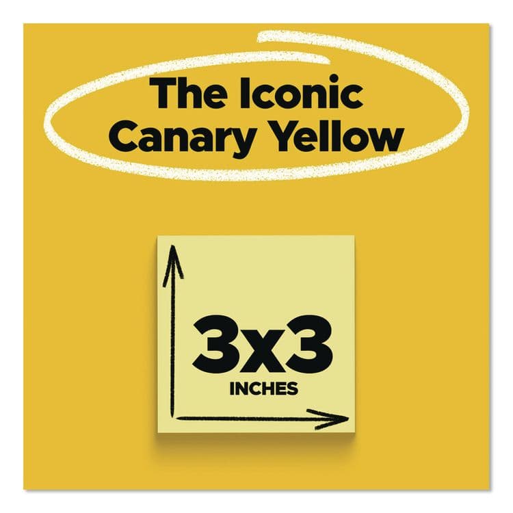 3M/COMMERCIAL TAPE DIV. Original Pads in Canary Yellow, Note Ruled, 3" x 3", 100 Sheets/Pad, 18 Pads/Pack (MMM654144YW) thumbnail 2