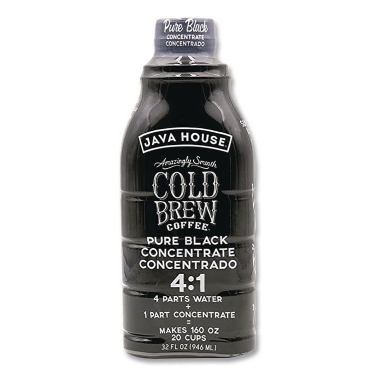 JAVA HOUSE Cold Brew Coffee Concentrate, Pure Black, 32 oz Bottle (JVHHFP01607)