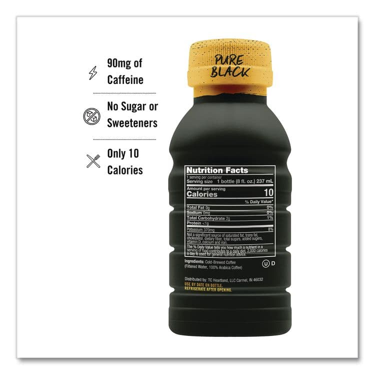 JAVA HOUSE Cold Brew Coffee, Pure Black, 8 oz Bottle, 24/Carton (JVHHFP01781) thumbnail 2