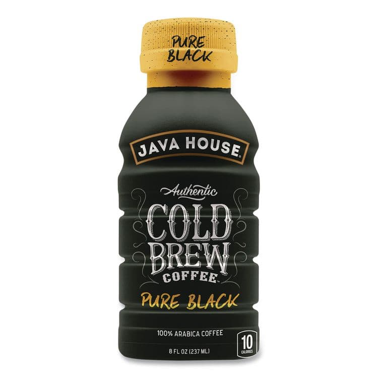 JAVA HOUSE Cold Brew Coffee, Pure Black, 8 oz Bottle, 24/Carton (JVHHFP01781)
