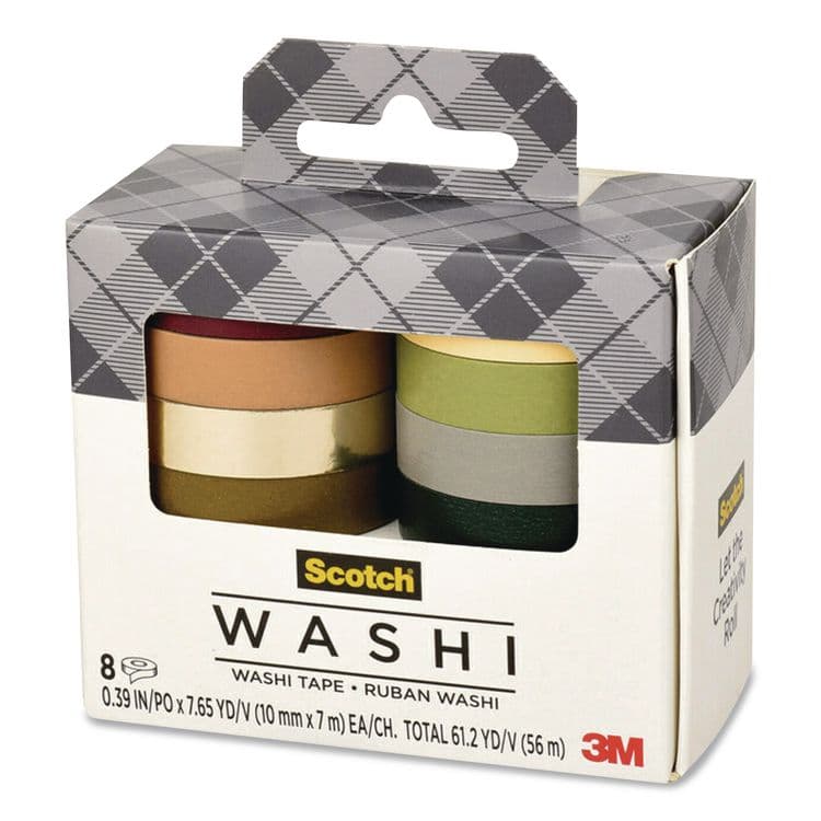 3M/COMMERCIAL TAPE DIV. Washi Tape, Solid Earth, 0.39" x 7.69 yd, Assorted Colors/Finishes, 8 Rolls/Pack (MMMC10178SOL3) thumbnail 2