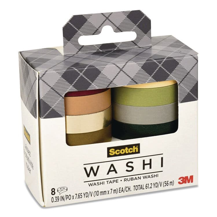 3M/COMMERCIAL TAPE DIV. Washi Tape, Solid Earth, 0.39" x 7.69 yd, Assorted Colors/Finishes, 8 Rolls/Pack (MMMC10178SOL3) thumbnail 3