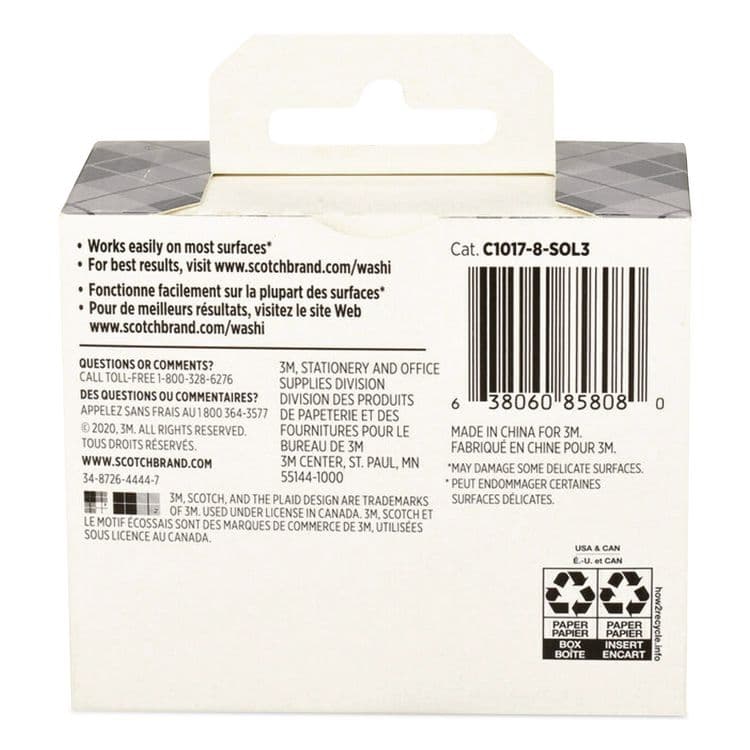 3M/COMMERCIAL TAPE DIV. Washi Tape, Solid Earth, 0.39" x 7.69 yd, Assorted Colors/Finishes, 8 Rolls/Pack (MMMC10178SOL3) thumbnail 4