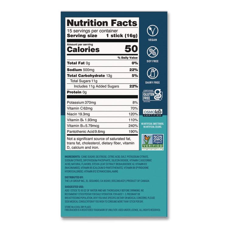 UNILEVER Hydration Multiplier, Popsicle Firecracker, 0.56 oz Stick, 15/Pack (LQVEHC97102) thumbnail 3