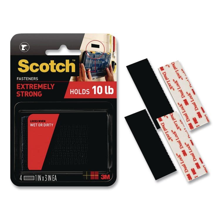3M/COMMERCIAL TAPE DIV. Extreme Fasteners, 1" x 3", Black, 2 Sets of Strips/Pack (MMMRF6731)