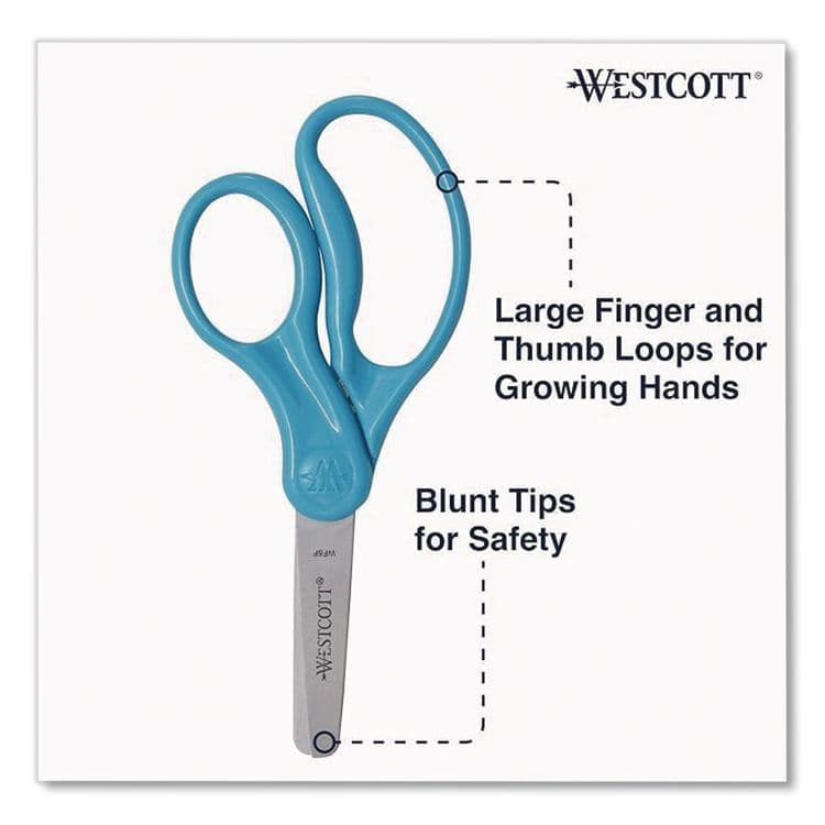 ACME UNITED CORPORATION KleenEarth Rice Husk Kids Scissors, Blunt Tip, 5" Long, Straight Assorted Color Handles, 12/Pack (ACM00850) thumbnail 4