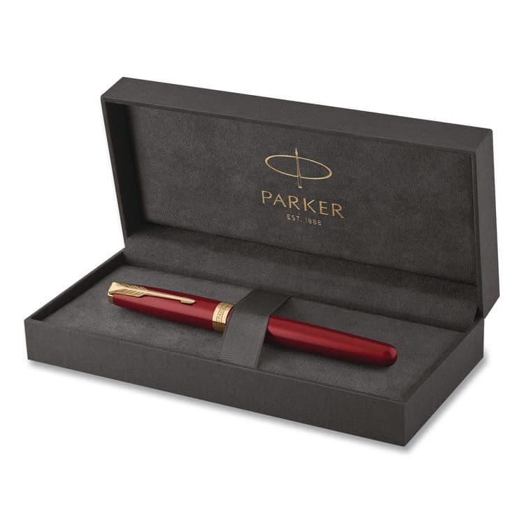 SANFORD Sonnet Fountain Pen with Gift Box, Medium Fountain Nib, Red Ink, Red Lacquer/Gold Barrel (PAR1931474)