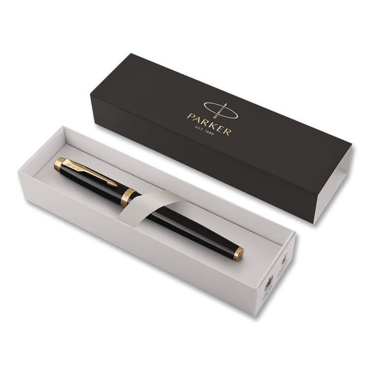 SANFORD IM Fountain Pen with Gift Box, Medium Fountain Nib, Blue Ink, Black Lacquer/Gold Barrel (PAR1931645)
