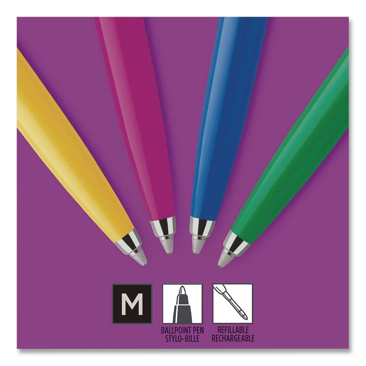 SANFORD Jotter Ballpoint Pen, Spirit of the 1990s Collection, Retractable, Medium 0.7 mm, Black Ink, Assorted Barrel Colors, 4/Pack (PAR2084405) thumbnail 2