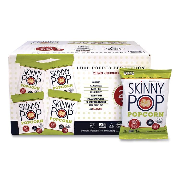SKINNYPOP POPCORN Popcorn, Original, 0.65 oz Bag, 28/Carton (PCNSKP00462)