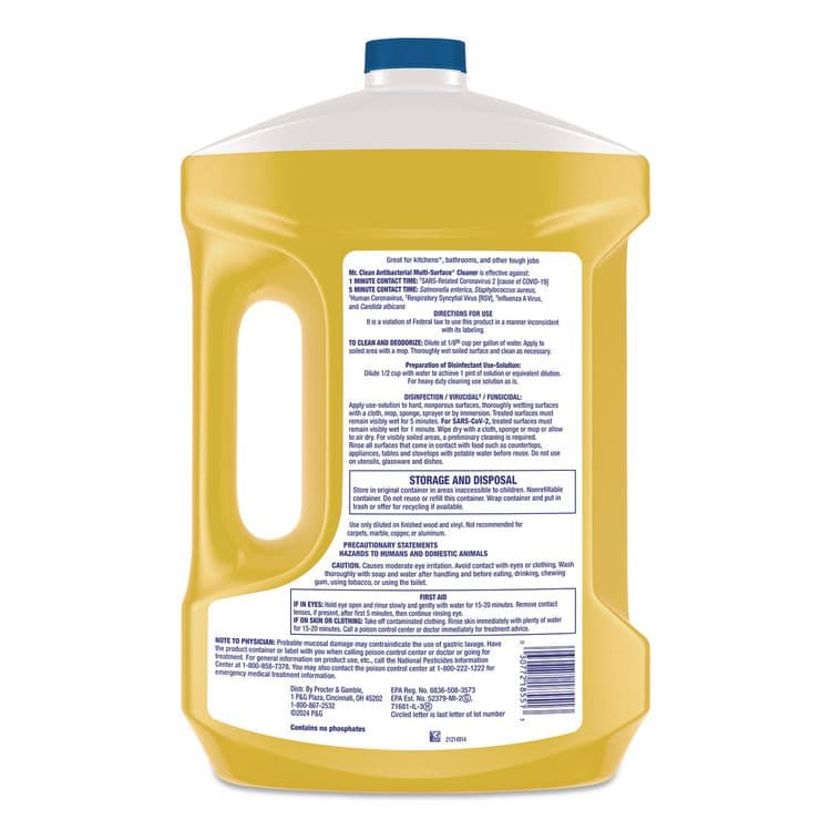 PROCTER & GAMBLE Multi-Surface Antibacterial Cleaner, Lemon Scent, 99 oz Jug (PGC18551) thumbnail 2