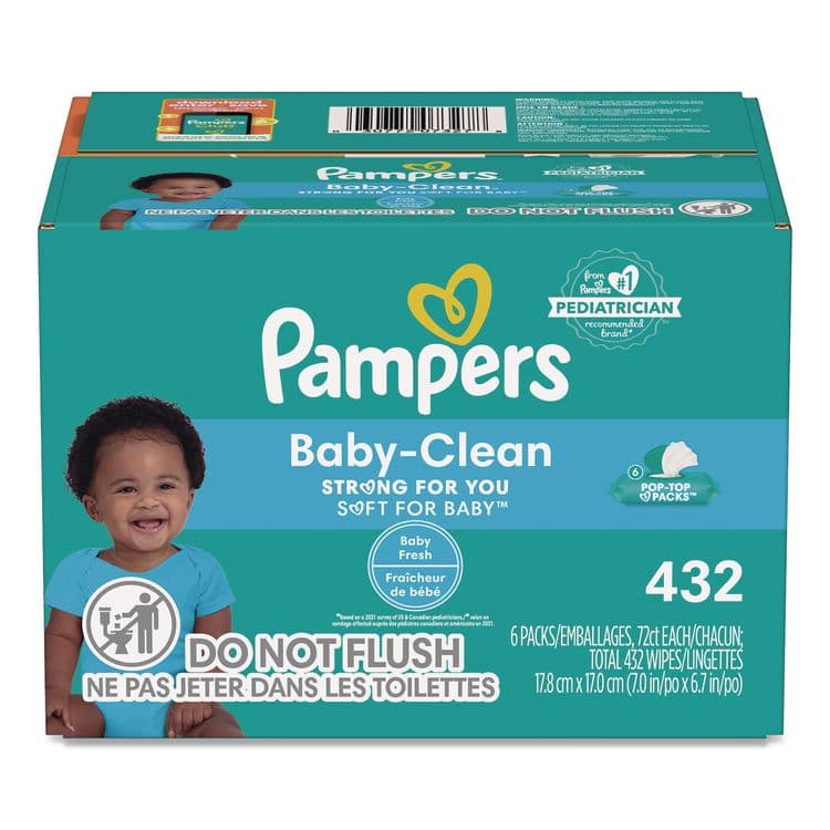 PROCTER & GAMBLE Baby-Clean Wipes, 6.7 x 7, Baby Fresh, White, 72 Wipes/Pack, 6 Packs/Carton (PGC73278)