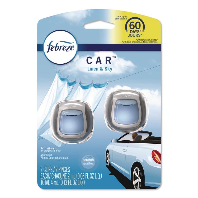 PROCTER & GAMBLE CAR Air Freshener, Linen and Sky, 2 mL, 2/Pack (PGC811131)