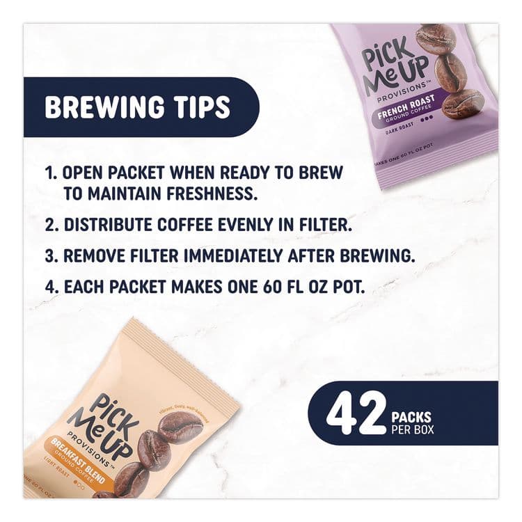 PICK ME UP PROVISIONS French Roast Coffee Fraction Pack, 2.2 oz, 42/Carton (PIEBHS90366) thumbnail 4