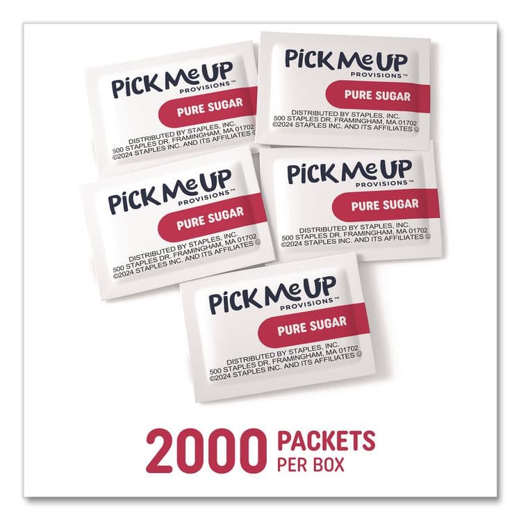 PICK ME UP PROVISIONS Pure Sugar Packets, 0.1 oz, 2,000/Box (PIEPM62431) thumbnail 2