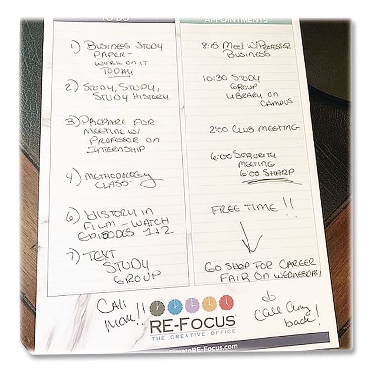 RE-FOCUS THE CREATIVE OFFICE Premium Legal To-Do/Appointment List Pads, List Format, (30) Light Blue/Dark Blue/White Marble 8.5 x 11 Sheets, 2/Pack (RFCBLUELEGALPAD) thumbnail 3