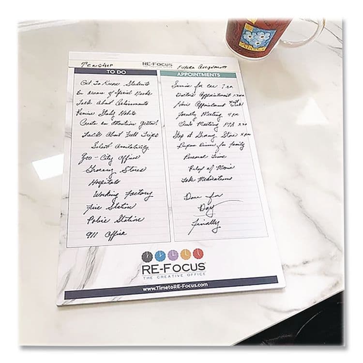 RE-FOCUS THE CREATIVE OFFICE Premium Legal To-Do/Appointment List Pads, List Format, (30) Light Blue/Dark Blue/White Marble 8.5 x 11 Sheets, 2/Pack (RFCBLUELEGALPAD) thumbnail 4