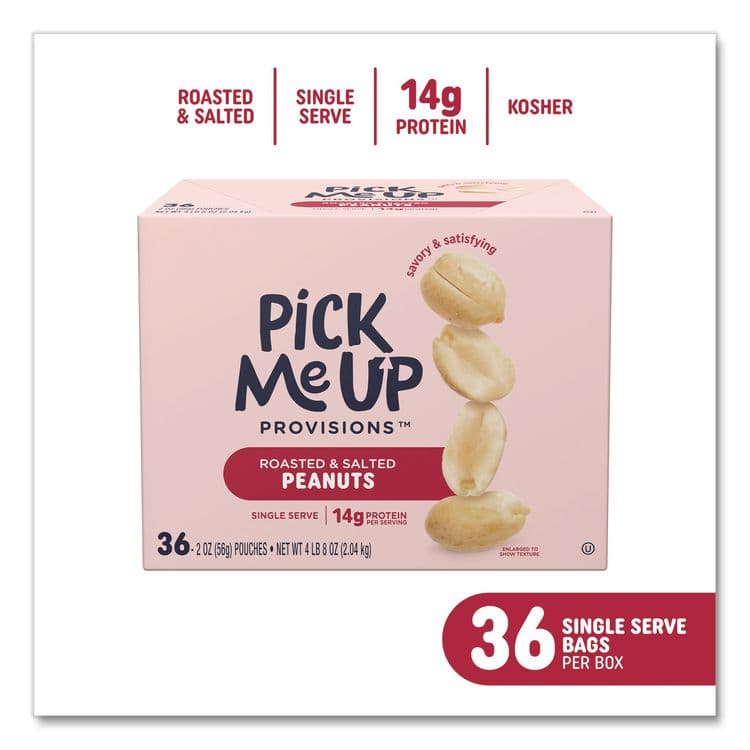 PICK ME UP PROVISIONS Roasted and Salted Peanuts, 2 oz Pouch, 36/Box (PIEPM62983) thumbnail 3