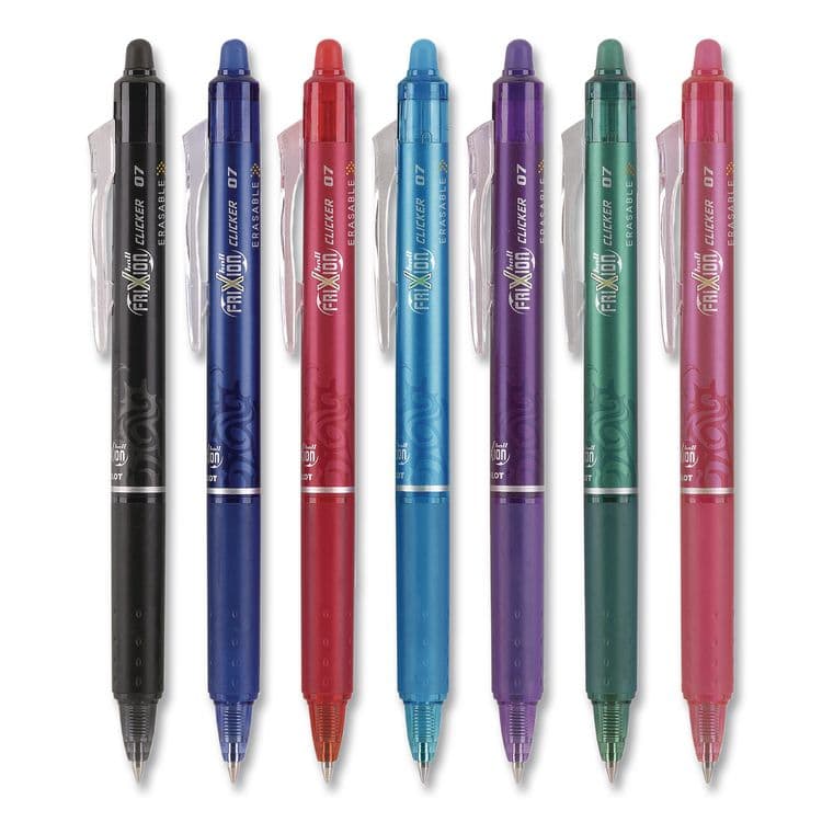 PILOT CORP. OF AMERICA FriXion Ball Clicker Erasable Gel Pen, Retractable, Fine 0.7 mm, Assorted Ink and Barrel Colors, 7/Pack (PIL31472) thumbnail 2