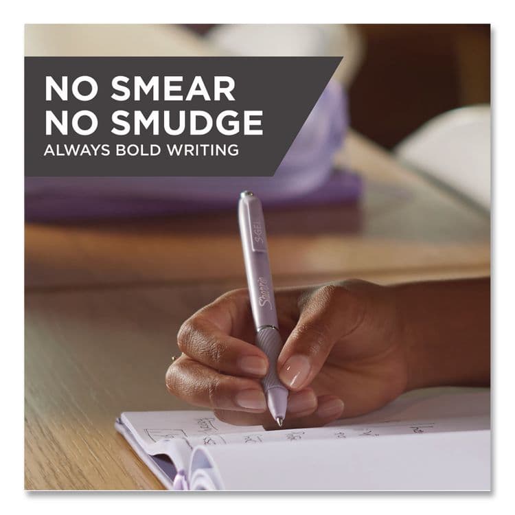 SANFORD S-Gel Fashion Barrel Gel Pen, Retractable, Medium 0.7 mm, Black Ink, Violet Barrel, 4/Pack (SAN2195670) thumbnail 2