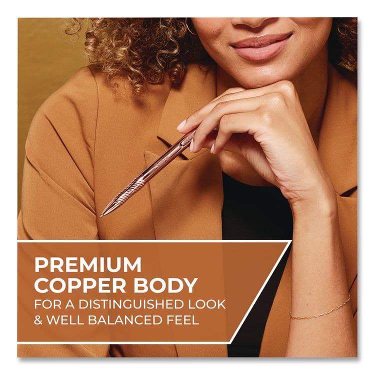 SANFORD S-Gel Premium Metal Barrel Gel Pen with Bonus Ink Refill, Retractable, Medium 0.7 mm, Black Ink, Copper Barrel (SAN2214552) thumbnail 3