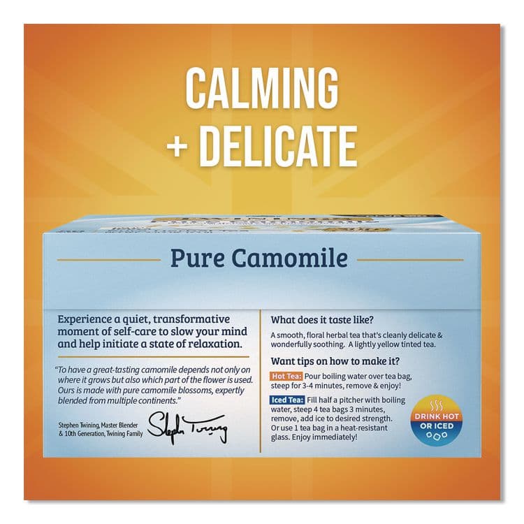 TWININGS NORTH AMERICA Tea Bags, Pure Camomile, 0.05 oz Tea Bag, 50/Box (TWGTNA53651) thumbnail 2
