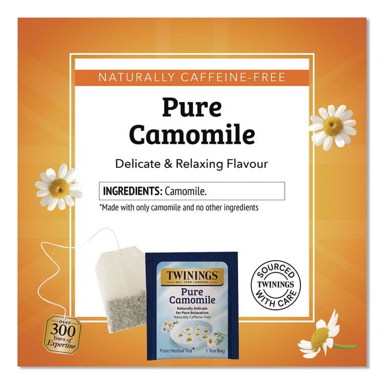 TWININGS NORTH AMERICA Tea Bags, Pure Camomile, 0.05 oz Tea Bag, 50/Box (TWGTNA53651) thumbnail 4