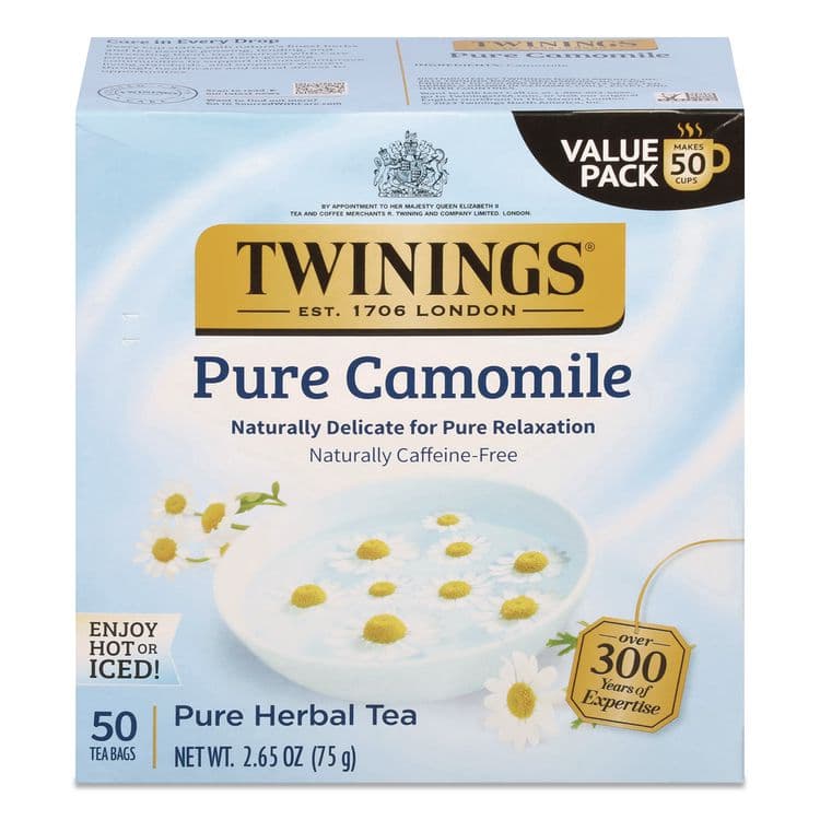 TWININGS NORTH AMERICA Tea Bags, Pure Camomile, 0.05 oz Tea Bag, 50/Box (TWGTNA53651)