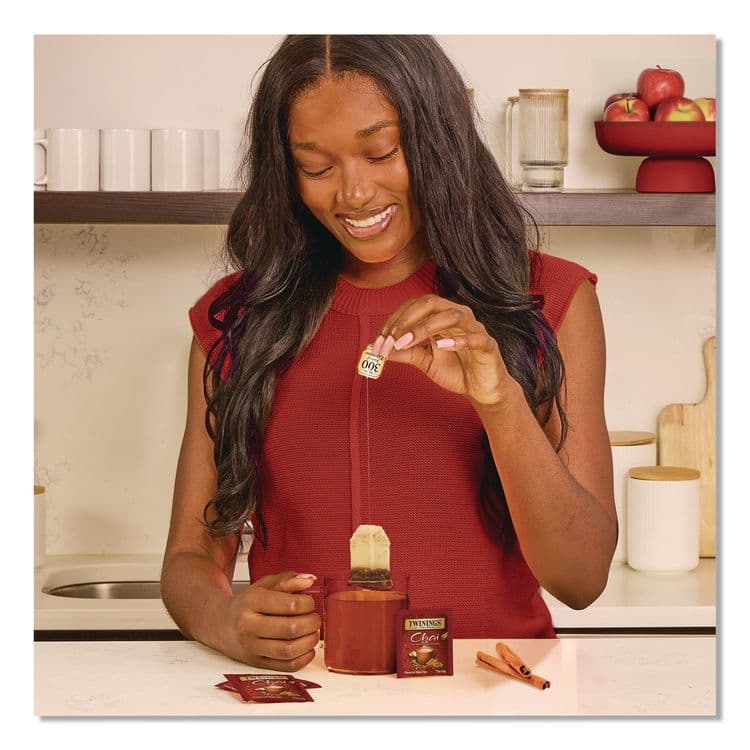 TWININGS NORTH AMERICA Tea Bags, Chai Black Tea, 0.07 oz Tea Bag, 50/Box (TWGTNA55503) thumbnail 3