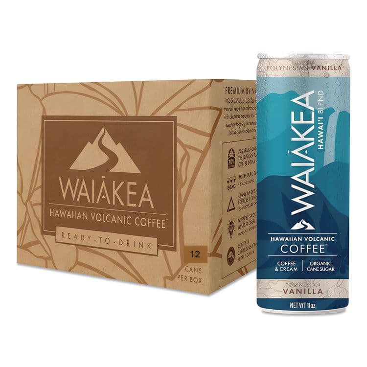 WAIAKEA HAWAIIAN VOLCANIC WATER Hawaiian Volcanic Cold Brew Coffee, Polynesian Vanilla, 11 oz Can, 12/Carton (WAINOV00610)