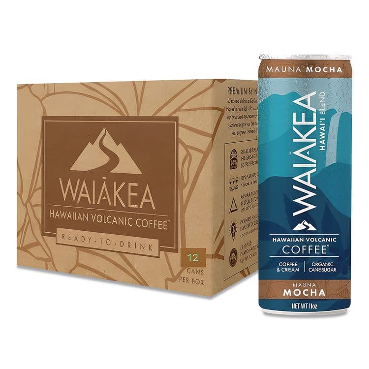 WAIAKEA HAWAIIAN VOLCANIC WATER Hawaiian Volcanic Cold Brew Coffee, Mauna Mocha, 11 oz Can, 12/Carton (WAINOV00627)
