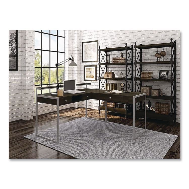 WHALEN FURNITURE MANUFACTURING Asherton L-Shaped Corner Desk, 60" x 60" x 35.88" (Left) and 30" (Right), Fawn Aged Oak/Titanium (WHLSPUSASHD) thumbnail 2