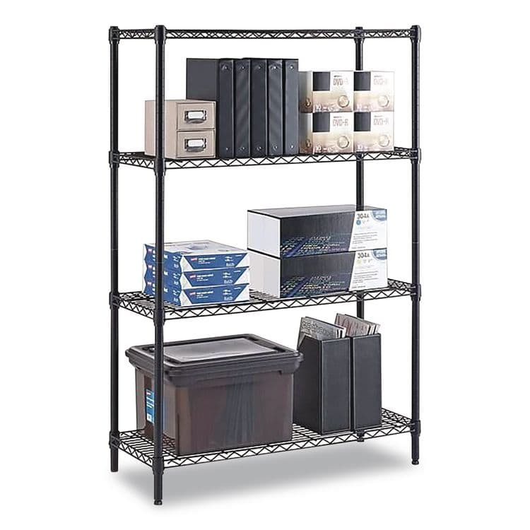 WHALEN FURNITURE MANUFACTURING 4-Shelf Wire Shelving Unit, 36w x 14d x 54h, Black (WHLWS1436544B) thumbnail 3