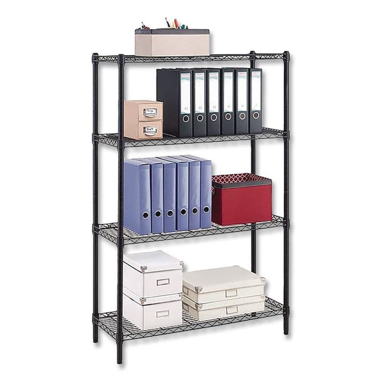 WHALEN FURNITURE MANUFACTURING 4-Shelf Wire Shelving Unit, 36w x 14d x 54h, Black (WHLWS1436544B) thumbnail 4