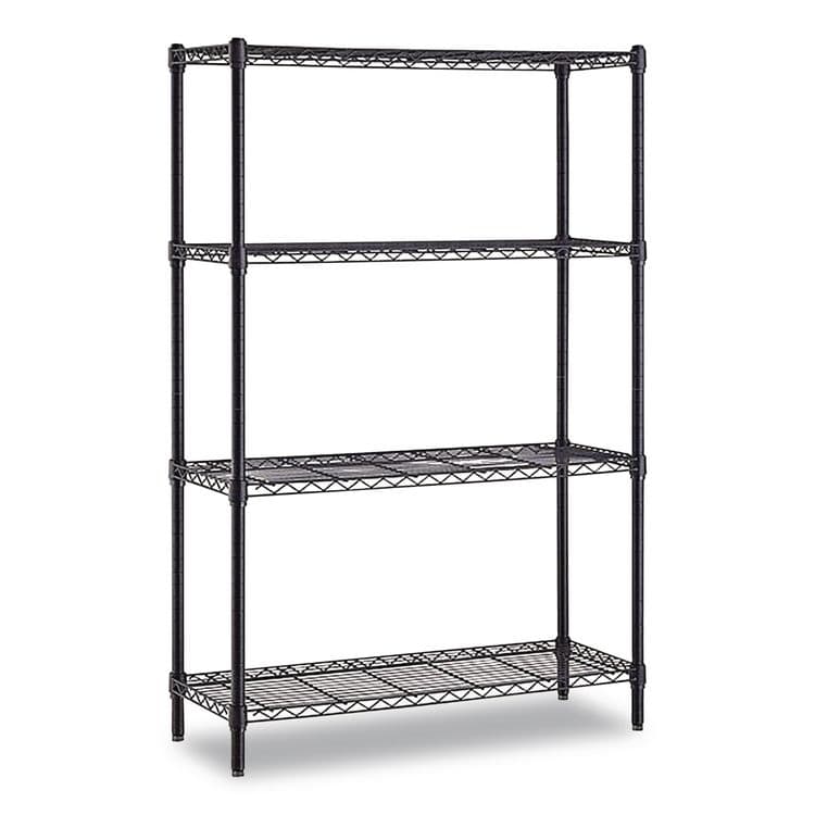 WHALEN FURNITURE MANUFACTURING 4-Shelf Wire Shelving Unit, 36w x 14d x 54h, Black (WHLWS1436544B)