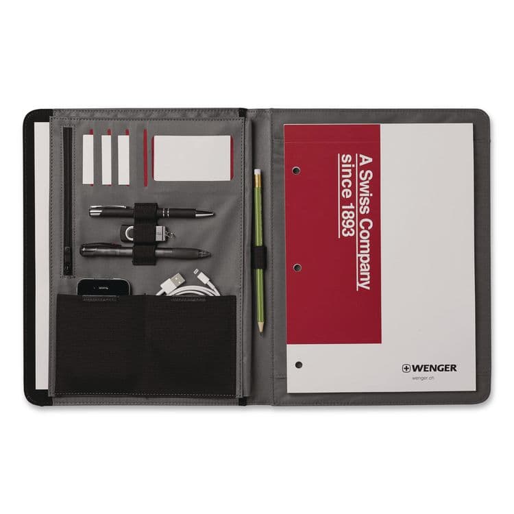 VICTORINOX SWISS ARMY . Merit Vinyl Padfolio, 8.5 x 11 Pad, 10.2 x 13, Open Style Closure, Black (WNG601388) thumbnail 2