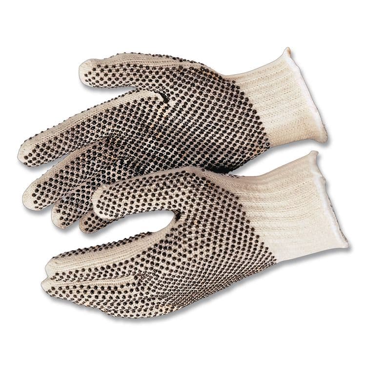 TRADEX INTERNATIONAL Pro PVC-Dotted String-Knit Gloves, Medium, White/Black, 12 Pairs (TXICTPS400MN1SD) thumbnail 2