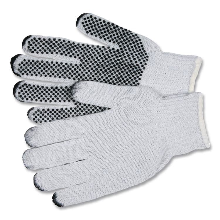 TRADEX INTERNATIONAL Pro PVC-Dotted String-Knit Gloves, Medium, White/Black, 12 Pairs (TXICTPS400MN1SD) thumbnail 3