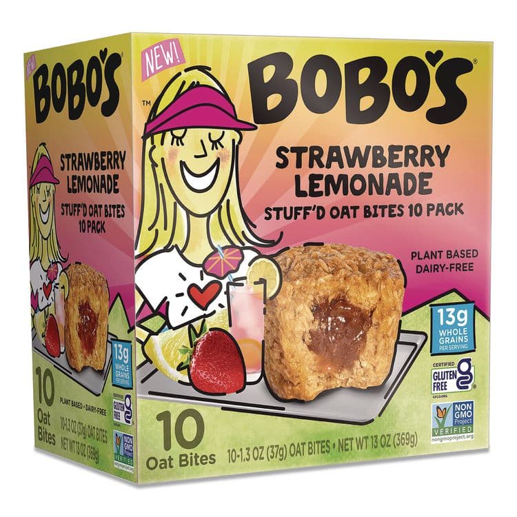 BOBO'S Stuff'd Oatmeal Bites, Strawberry Lemonade, 1.3 oz Individually Wrapped, 10/Box (BBOBBO00543)