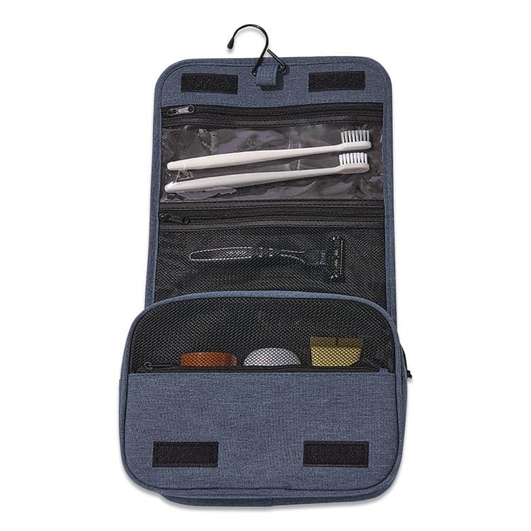BROOKSTONE Fabric Toiletry Bag, 8.66 x 3.35 x 8.46, Blue (BKTBNKM0001) thumbnail 2