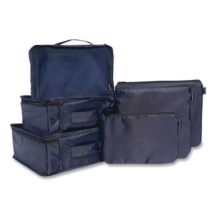 BROOKSTONE Six-Piece Travel Pouch Set, 12.2 x 1.97 x 9.65, Blue (BKTBNPC0001)