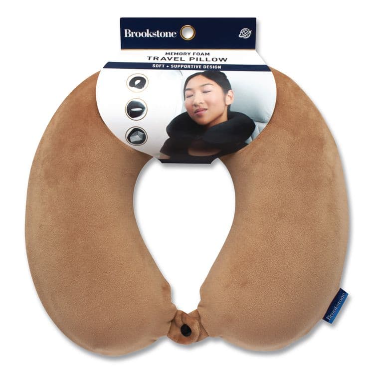BROOKSTONE U-Shaped Memory Foam Travel Pillow, 11.8 x 3.74 x 12.6, Khaki (BKTBNPM0004) thumbnail 3