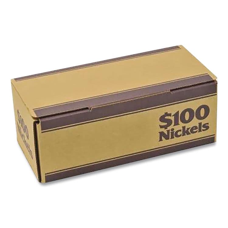 CONTROLTEK Nickels Coin Box, Accommodates $100 in Nickels, 15.5" x 19.25" x 4.5", Blue/Kraft, 50/Pack (CNK560060)
