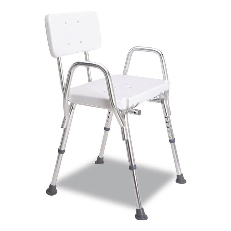 BRIGGS HEALTHCARE Shower Chair with Back, Supports Up to 350 lb, 16" to 20" Seat Height, White/Silver (BGH52217331900) thumbnail 2