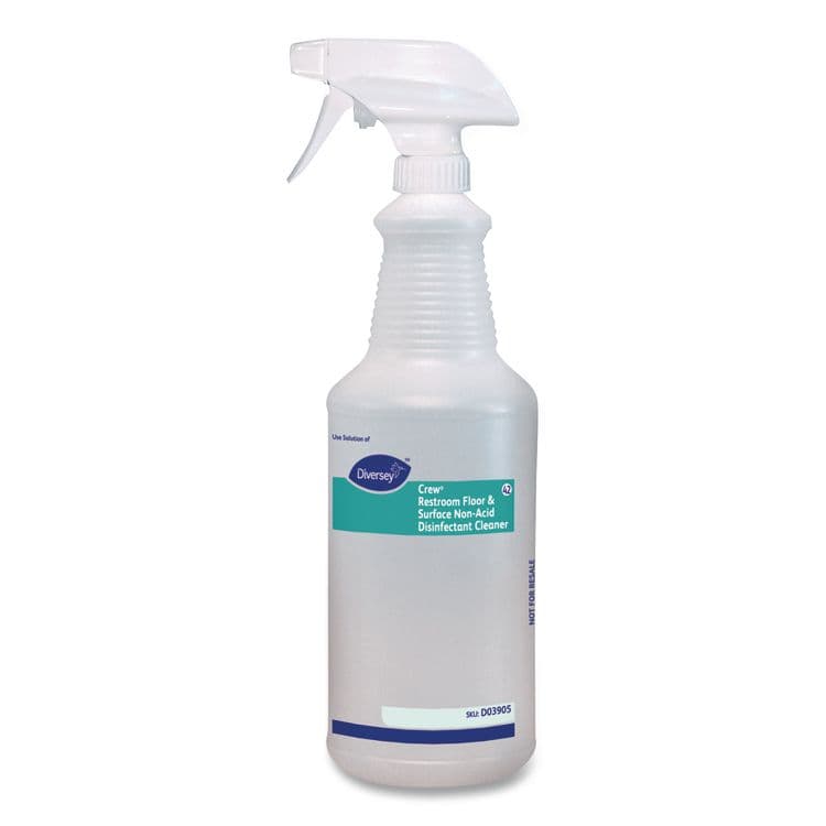 DIVERSEY Crew Restroom Floor and Surface Non-Acid Disinfectant Cleaner Empty Spray Bottle, 32 oz, Clear (DVOD03905)