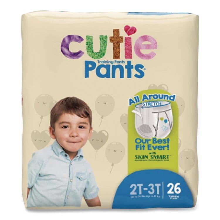 FIRST QUALITY PRODUCTS CutiePants Refastenable Training Pants for Boys, Size 2T-3T, Up to 34 lbs, 104/Carton (CTJCR7007)