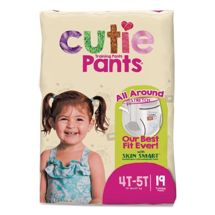 FIRST QUALITY PRODUCTS CutiePants Refastenable Training Pants for Girls, Size 4T-5T, 38 lbs to 50 lbs, 76/Carton (CTJCR9008)